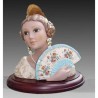 Porcelain Figurine Bust faller with hand fan and stand