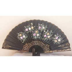 Spanish hand fan. wood. gift . Painted and handmade, in black